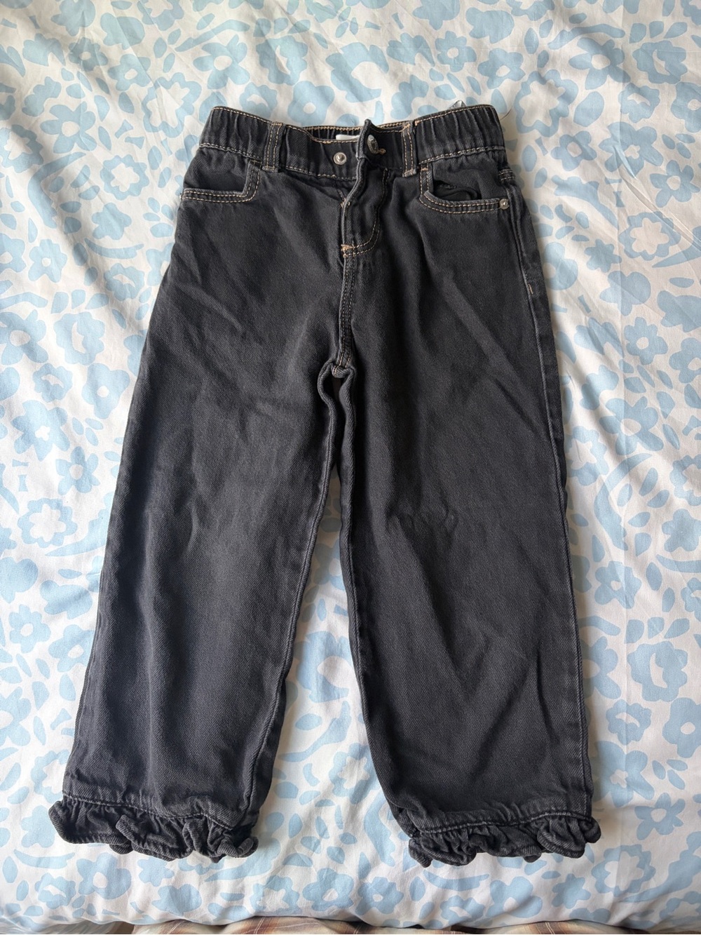 Zara Black Ruffle-Hem Kids Jeans